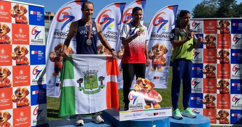 Osasco conquista primeira medalha nos Jogos Regionais em São Bernardo com o atletismo masculino - prova dos 5.000m.