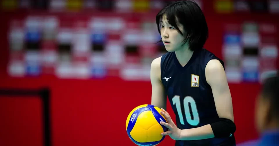 Central japonesa Mio Kitagawa durante jogo no Mundial de Vôlei Feminino Sub 21 na Indonésia.
