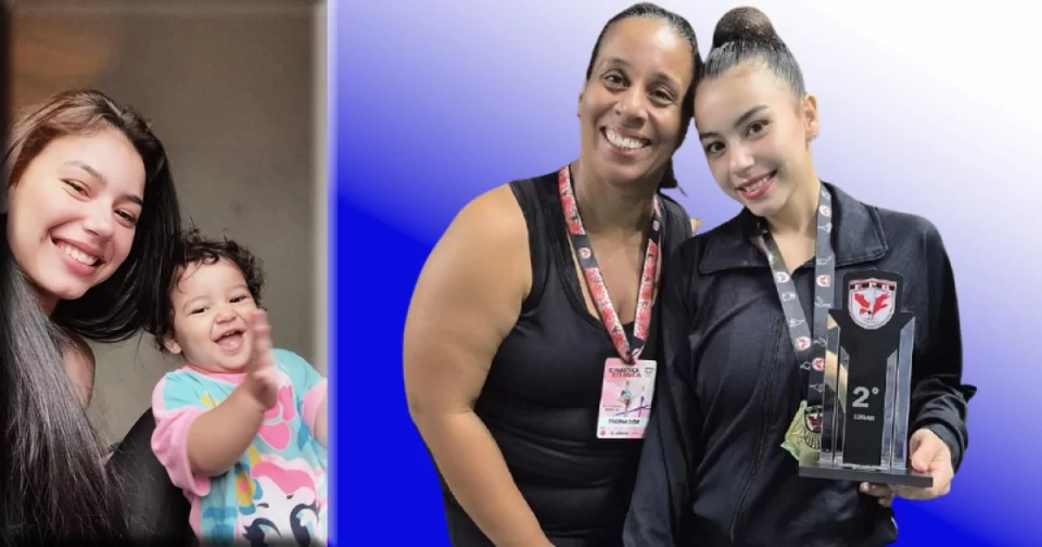 Vivi Oda, agora mamãe, treinando para o Brasileiro de Ginástica Rítmica.