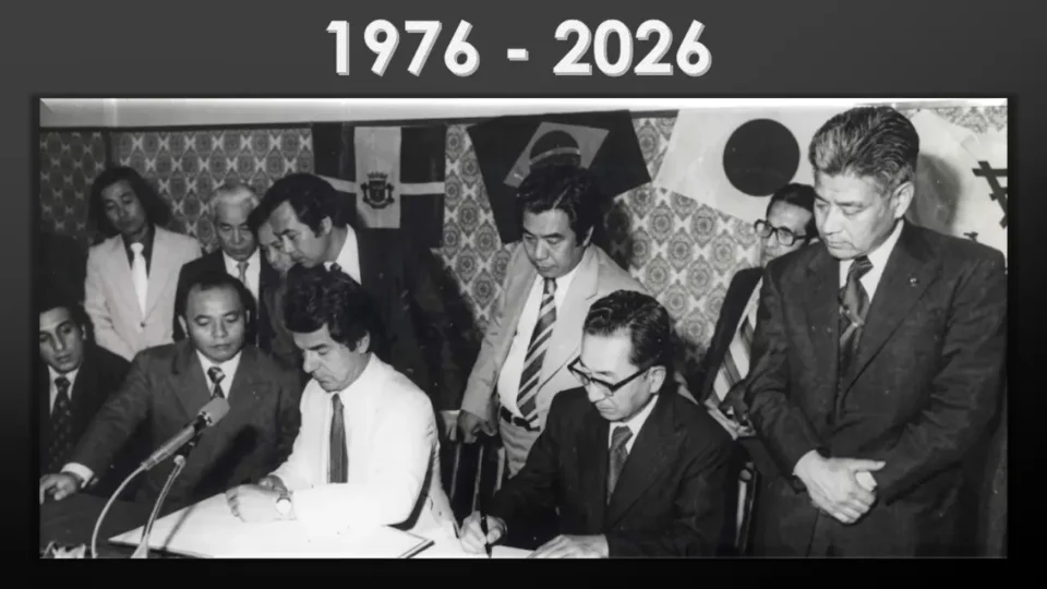 Prefeito de Osasco em 1976, Francisco Rossi assina convênio com Tsu do Japão, irmandade que completa 50 anos.