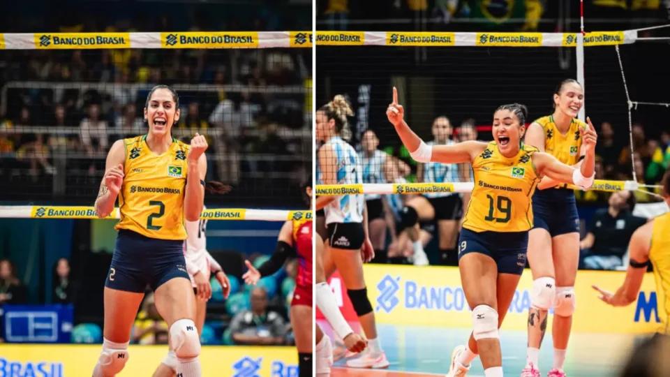 Diana de Barueri e Tainara de Jandira com o Brasil campeão sul-americano.